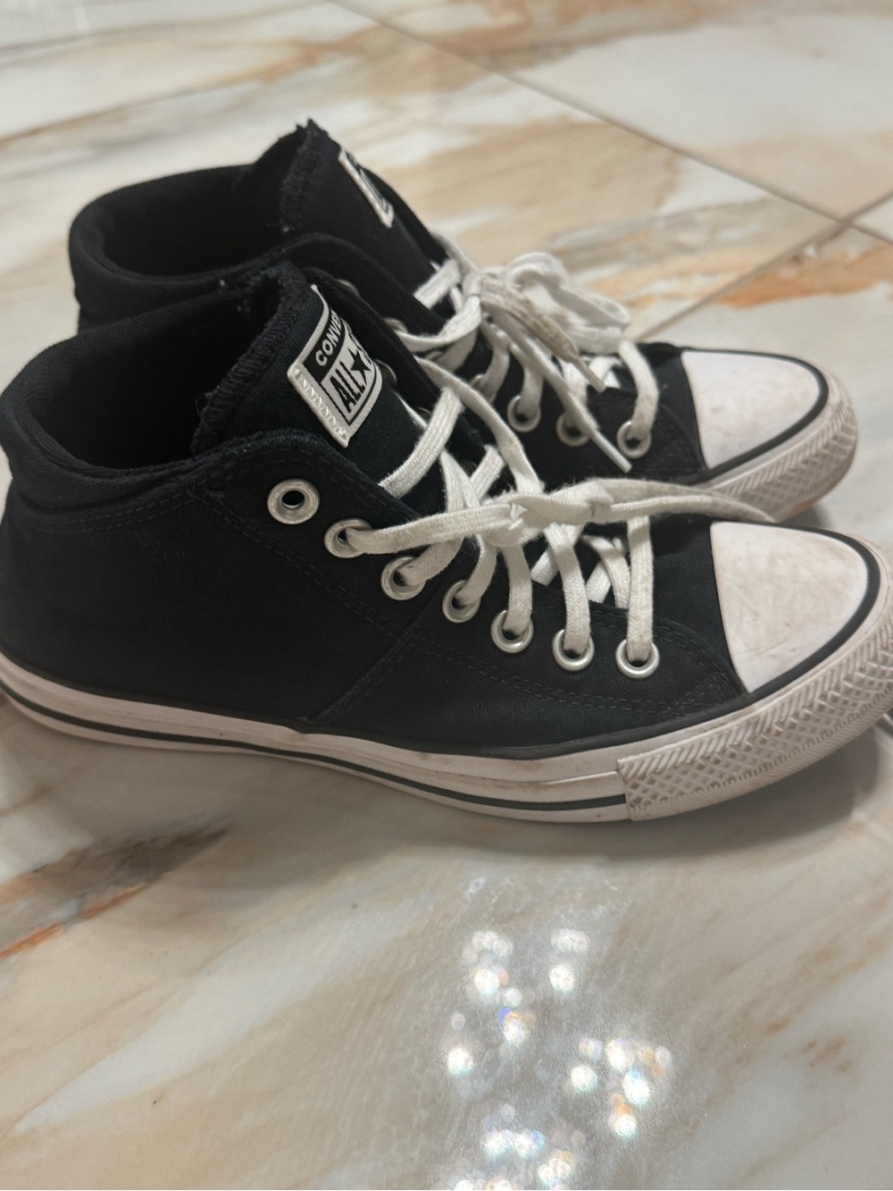 Converse Black and White Mid-Top Sneakers